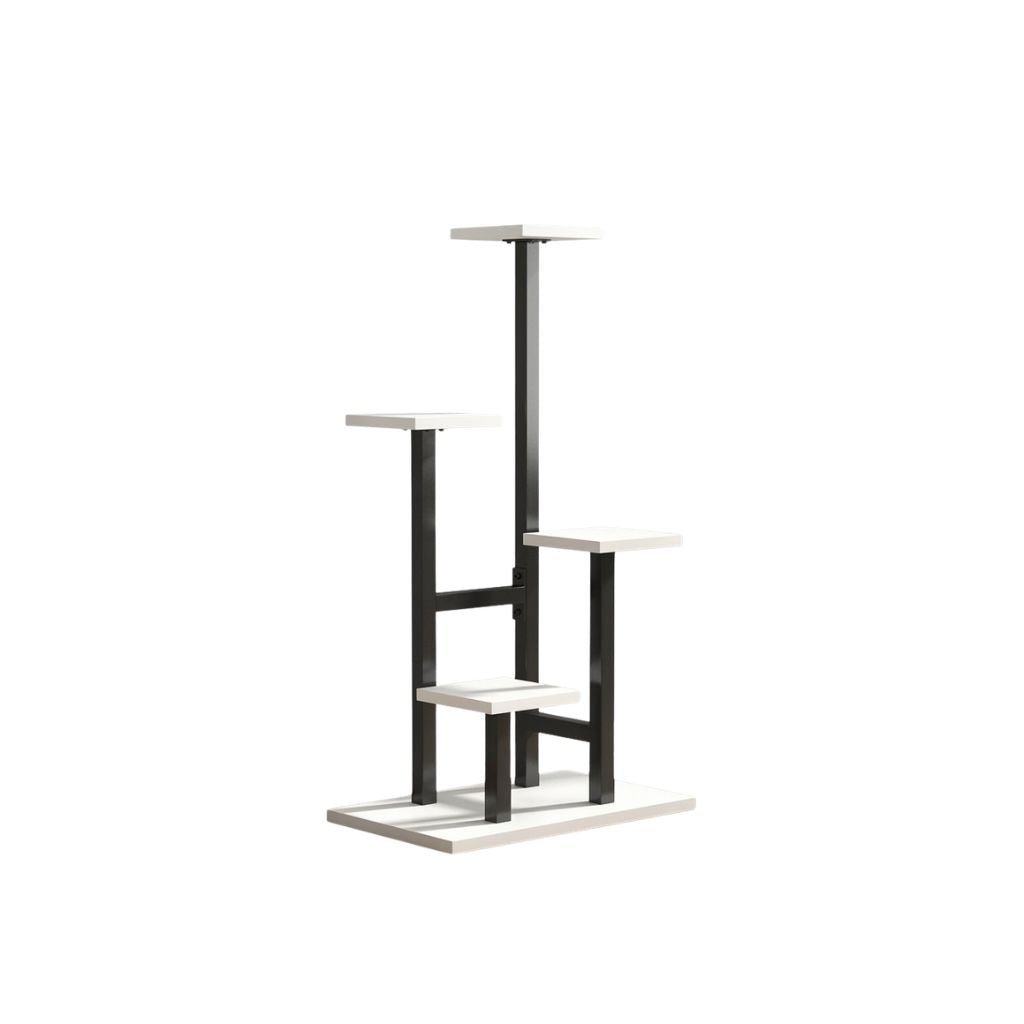 Plant Stand 4 Tier Floor Standing Flower Pot Display Rack Steel Frame - Black