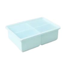 Food Freezer Tray 4 Grid Silicone Storage Container with Lid Reusable Meal Portion Organiser - Blue