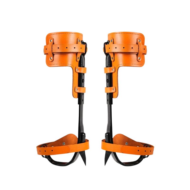 Tree Climbing Spike Pedal Tool Adjustable Straps Fruit Picking Hunting - Orange