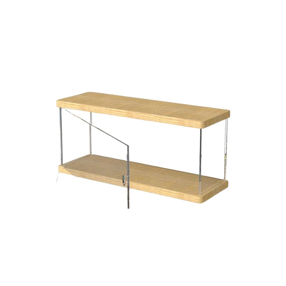 Display Case Acrylic Showcase with Wood Base 2 Tier Figurine Storage Box