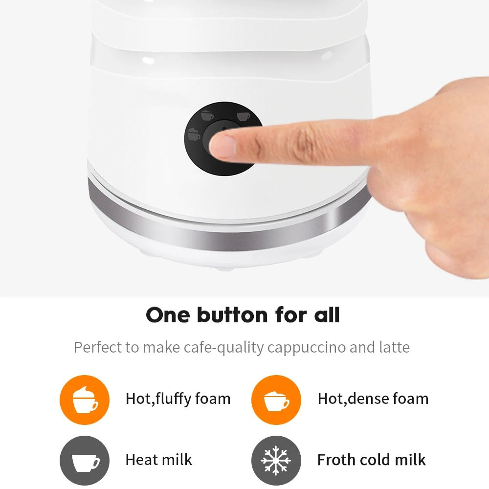 Electric Milk Frother 4-in-1 Automatic Hot and Cold Foam Maker – White