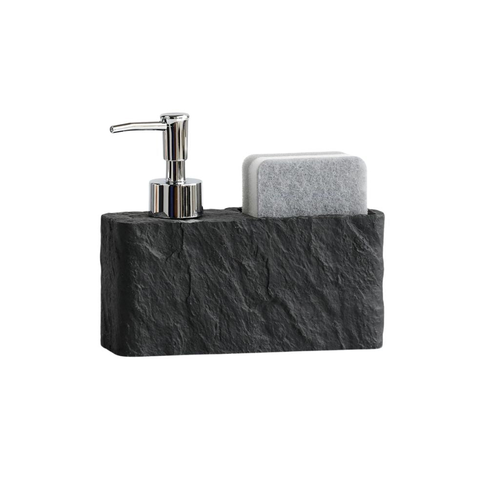 Soap Dispenser Resin Liquid Pump with Sponge Holder for Kitchen - Black