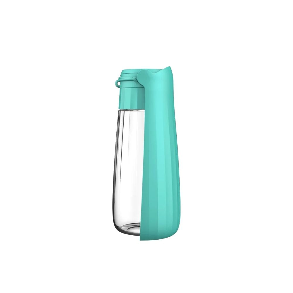 Dog Water Bottle 550mL Portable Foldable Drinking Dispenser with Travel Design - Green