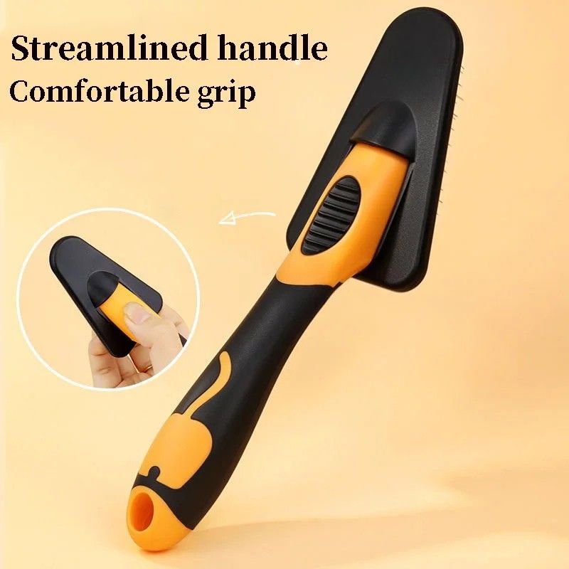 Pet Grooming Brush Stainless Steel Triangle Comb Soft Handle Hair Remover Tool - Green