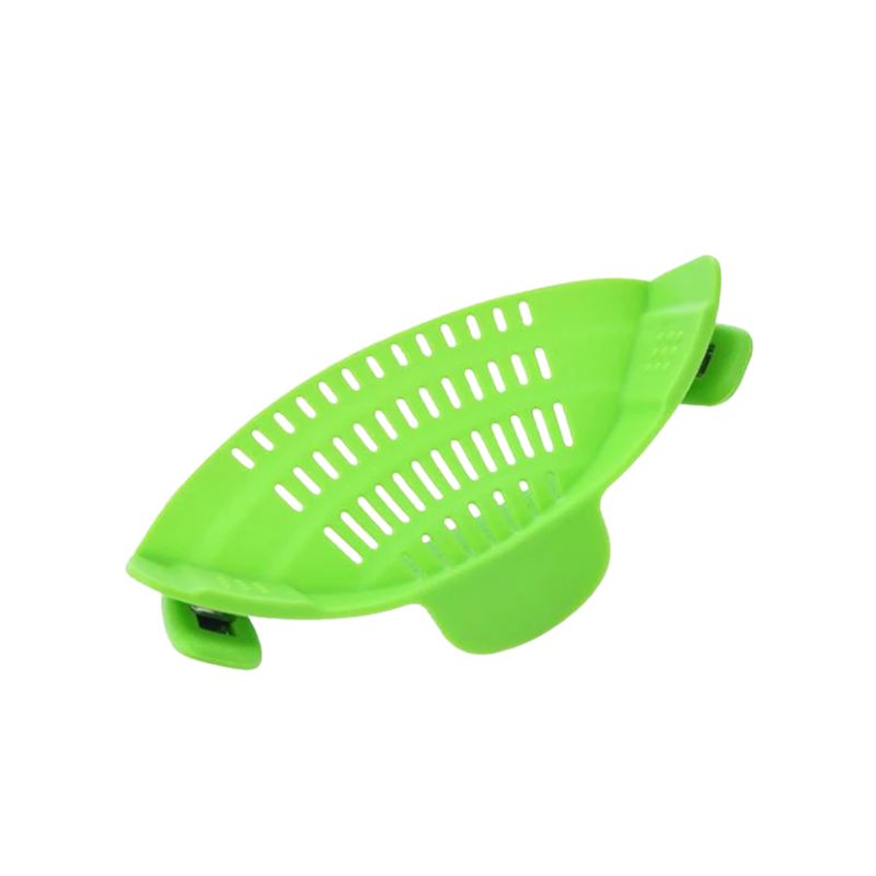 Kitchen Strainer Clip On Silicone Colander for Pots Pans Bowls Space Saving Design - Green