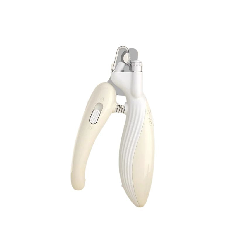 Pet Nail Clippers 13.3cm LED Light Stainless Steel Claw Trimmer Ergonomic Handle - Beige