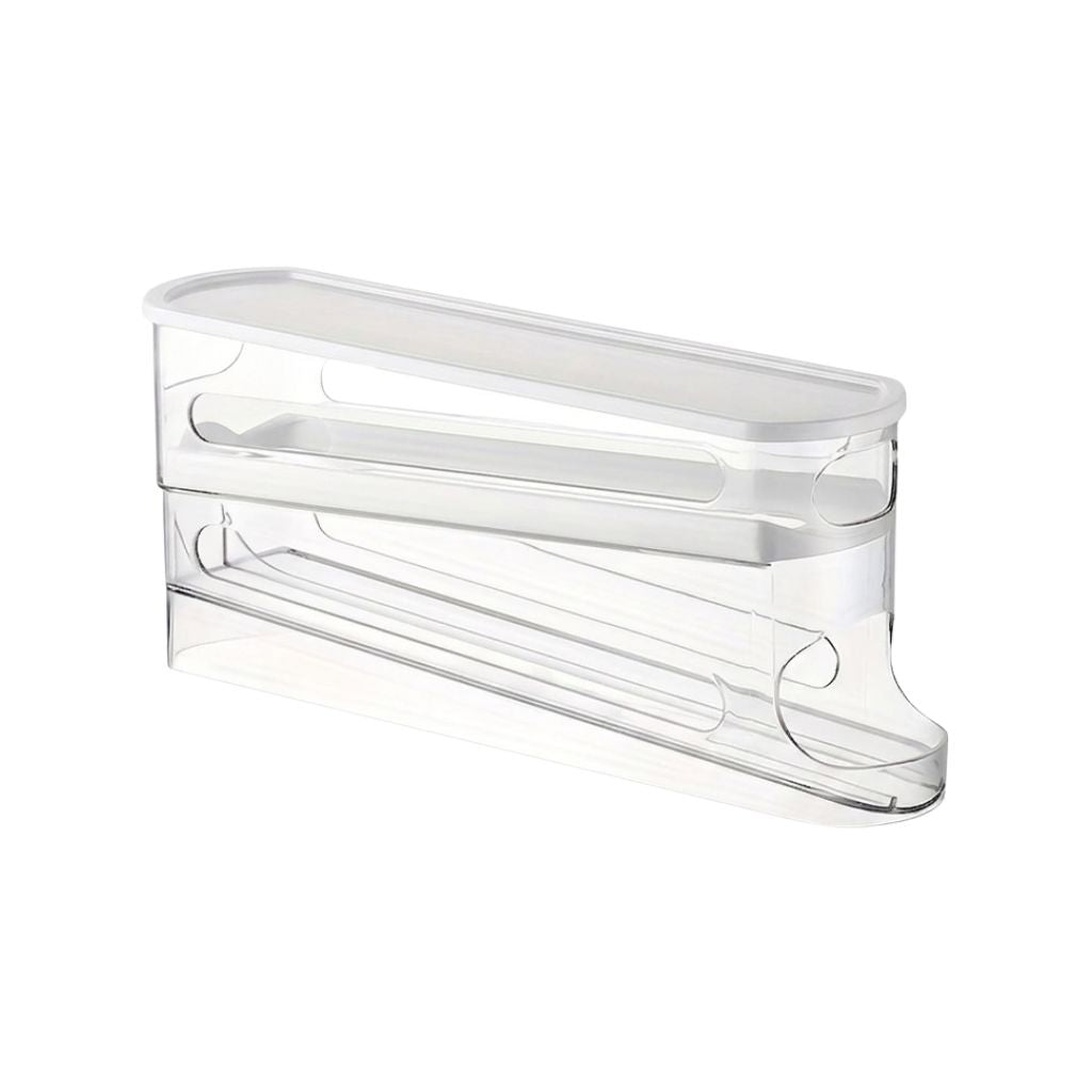 Egg Storage Box Automatic Rolling Fridge Organiser Ladder Rack Holder