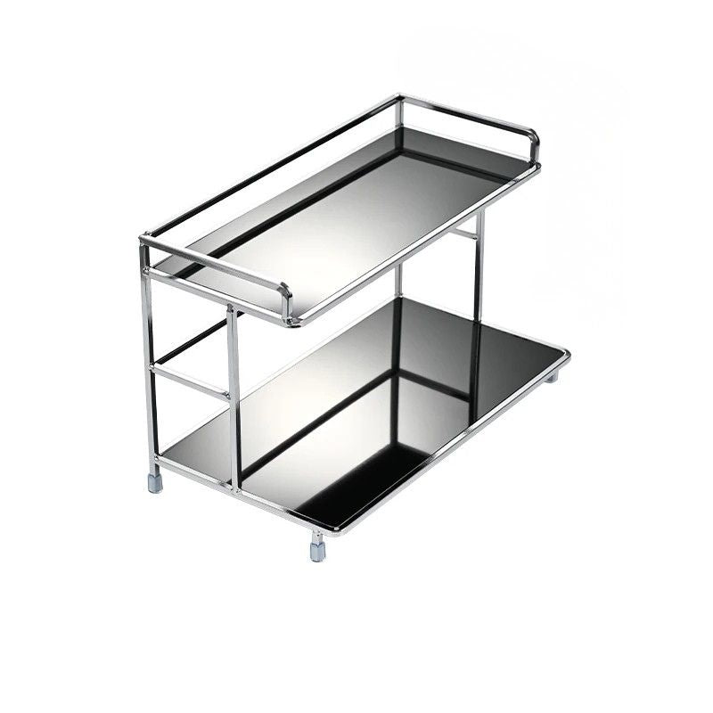 Portable Double-Layer Metal Desktop Storage Rack Organizer for Cups and Cosmetics Black