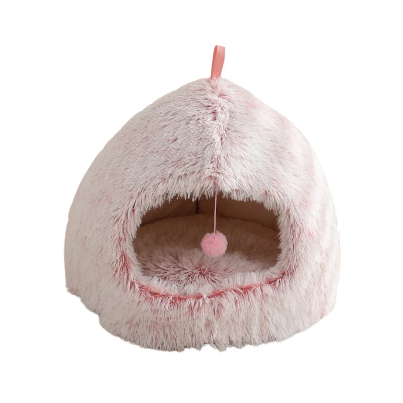 Pet Bed Plush Foldable 2-in-1 Indoor Pet Nest Soft Coral Fleece Cushion - Pink