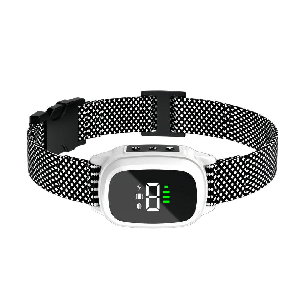 Dog Training Collar Rechargeable Automatic Bark Detection Adjustable Fit - White