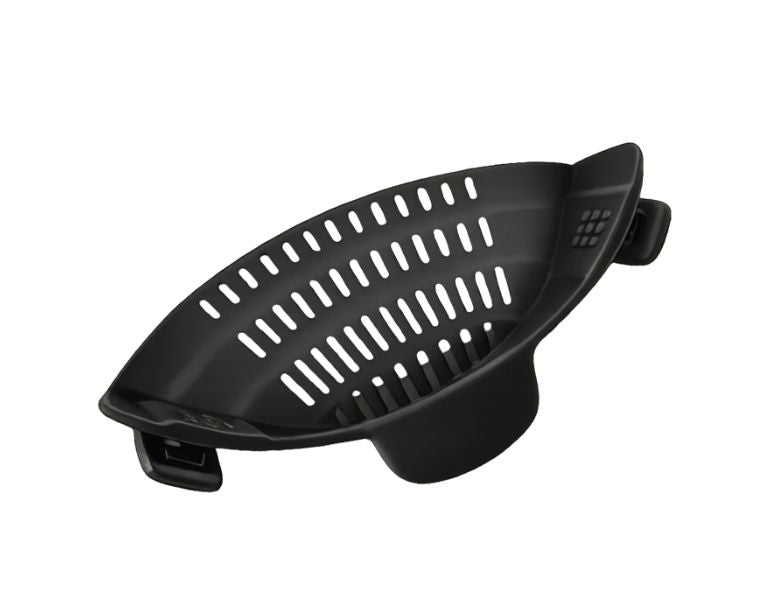 Kitchen Strainer Clip-On Silicone Colander for Pots Pans Bowls Space Saving Design - Black