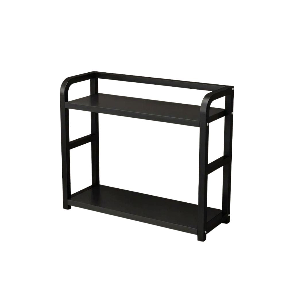 Kitchen Bench Shelf 2 Tier Iron Countertop Storage Rack Organiser - Natural Wood