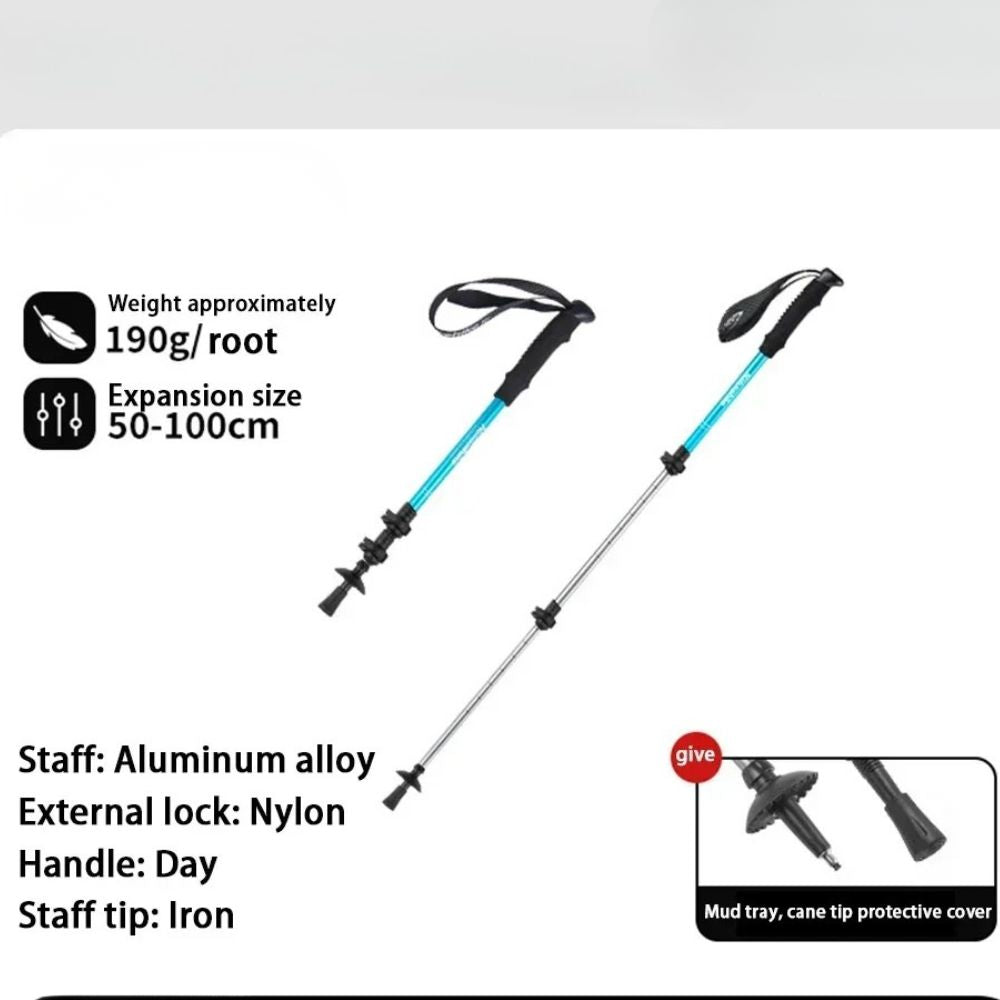 Trekking Pole Adjustable Aluminum Hiking Walking Stick EVA Grip - Blue