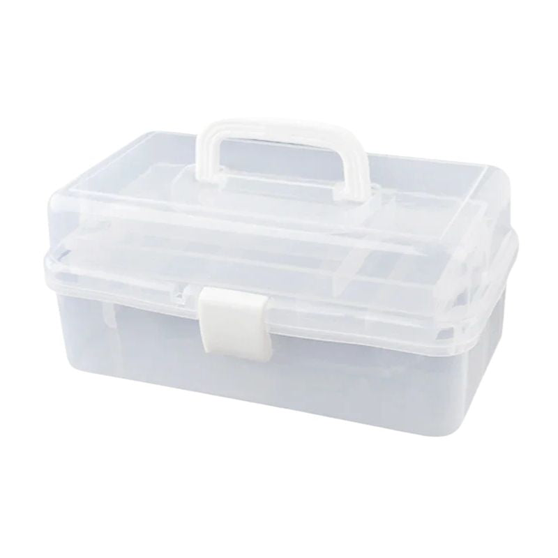 Storage Box 30.5cm 3 Layer Foldable Waterproof Craft and Sewing Organiser Case - White