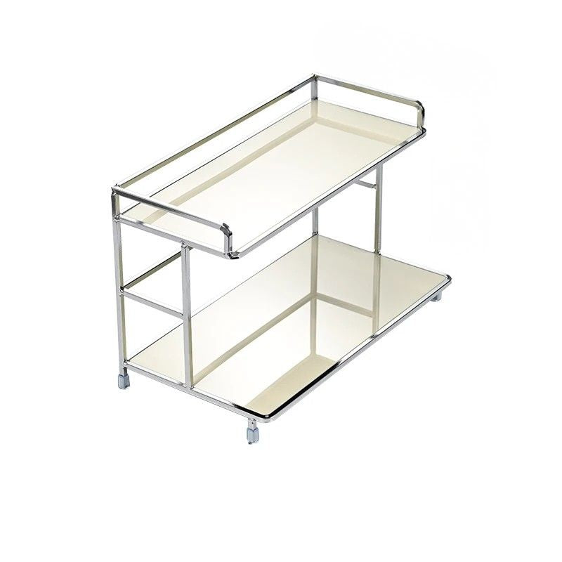 Portable Double-Layer Metal Desktop Storage Rack Organizer for Cups and Cosmetics - White