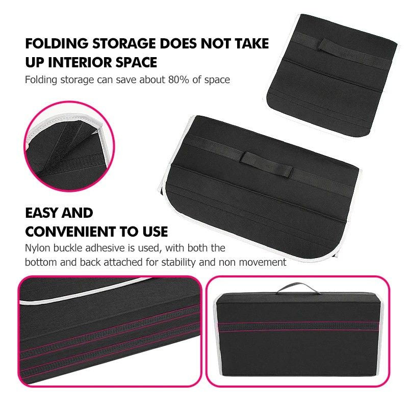 Car Boot Storage Box Foldable Felt Trunk Organiser Large Capacity Tool Holder - Red