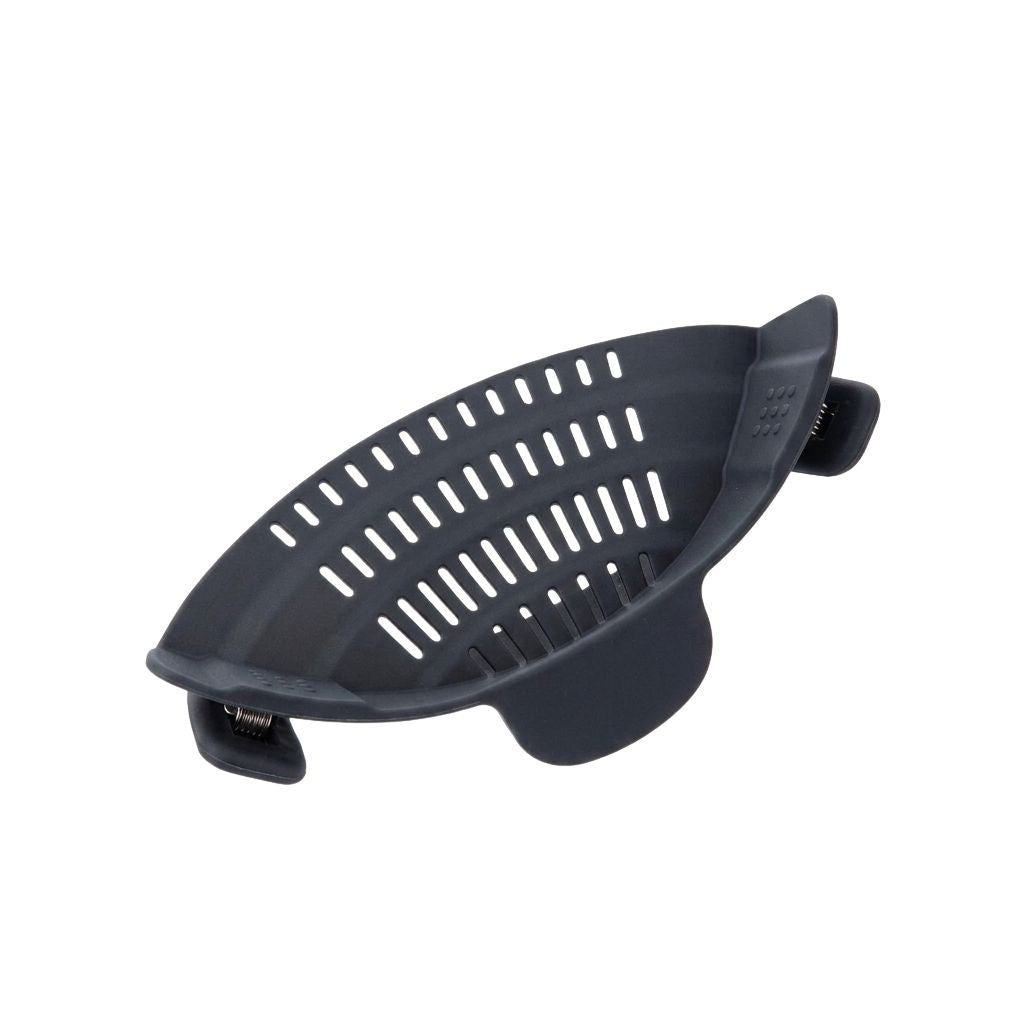 Kitchen Strainer Clip-On Silicone Colander for Pots Pans Bowls Space Saving Design - Grey