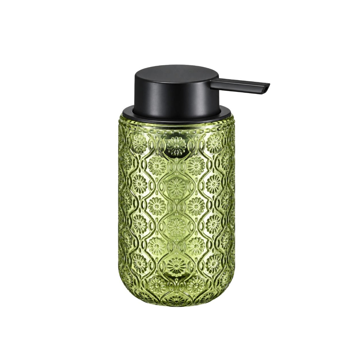 Foaming Soap Dispenser Embossed Glass Pump with Decorative Design - Grey