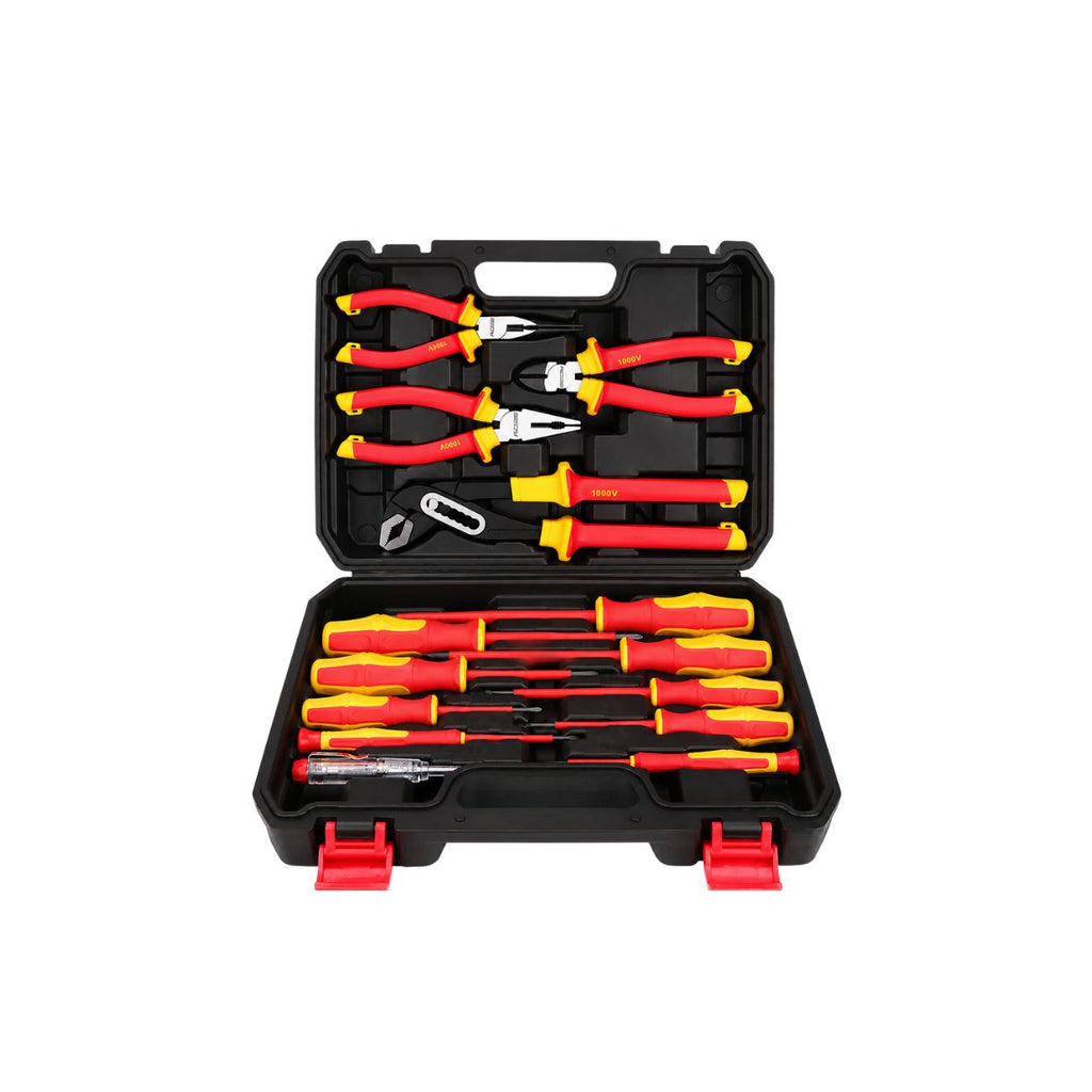 Heavy Duty 14 Piece 1000V Insulated Screwdriver and Pliers Tool Set with Magnetic Tips