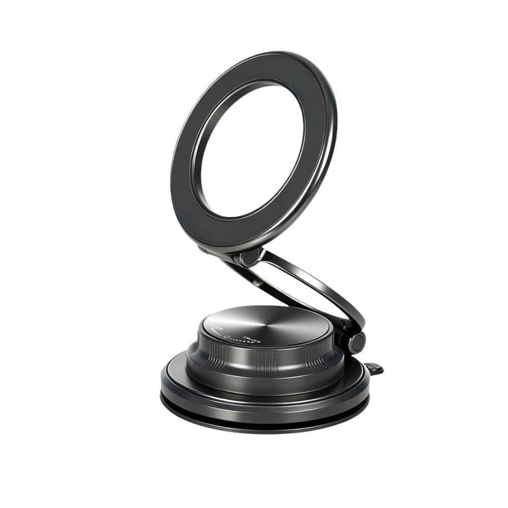 Car Phone Holder 720° Foldable Vacuum Suction Dashboard Navigation Mount Adjustable Stand - Grey