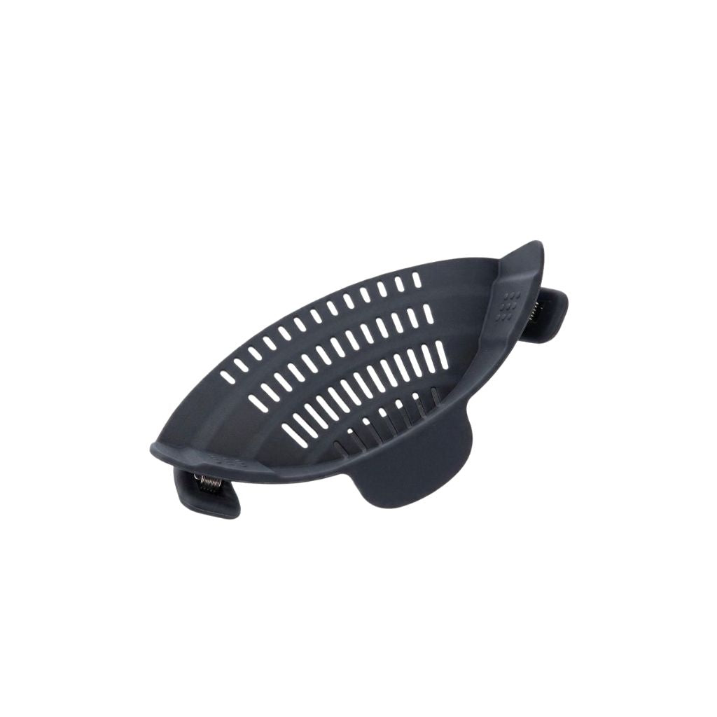 Kitchen Strainer Clip-On Silicone Colander for Pots Pans Bowls Space Saving Design - Black