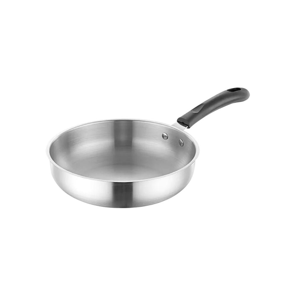 Frying Pan 26 cm Stainless Steel Uncoated Chef Pan with 19 cm Handle for Gas and Induction Cookers