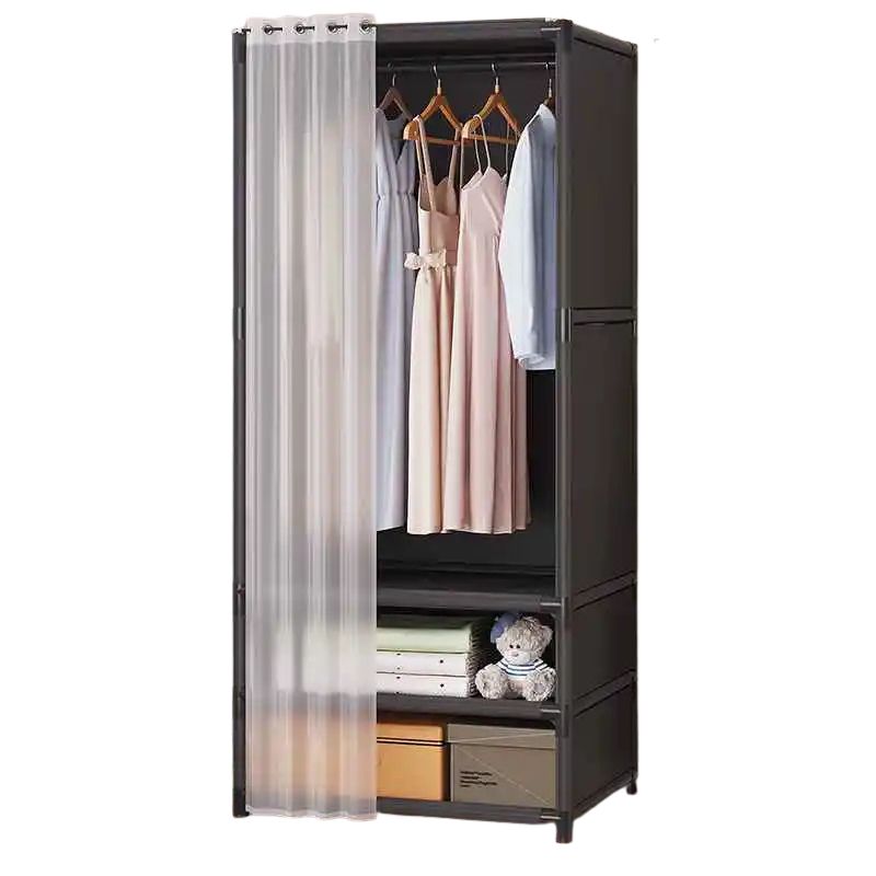 Portable Floor Standing Clothes Drying Rack Narrow Single Row Laundry Organizer - Black