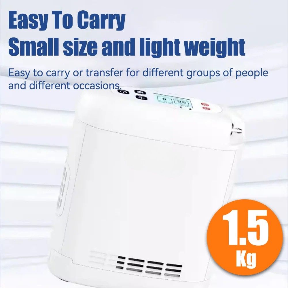 Portable Oxygen Concentrator 1-5L Adjustable Flow Rechargeable Oxygen Machine with Carry Bag One Battery