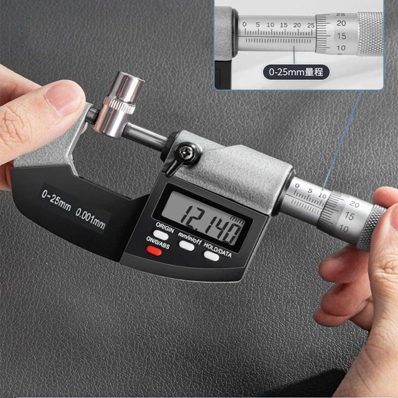 Digital Outside Micrometer Portable High Precision Measuring Tool 0-25 mm Range 0.001 mm Accuracy LCD Display