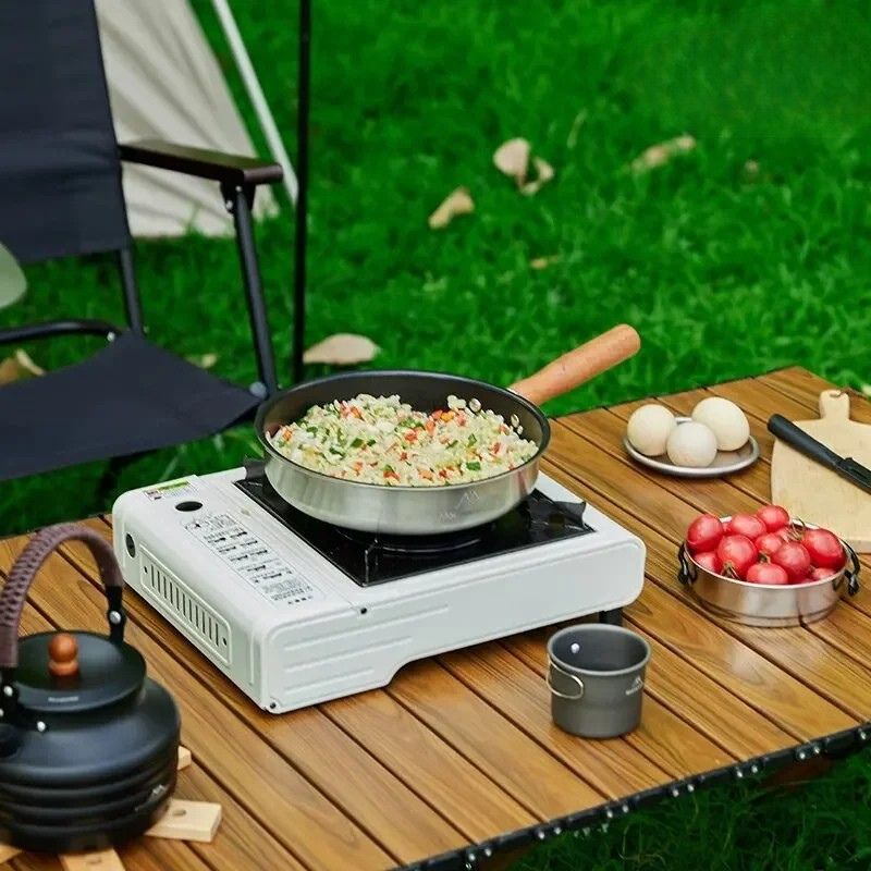Frying Pan Stainless Steel Non Stick Portable Outdoor Cooking Pan with Detachable Handle