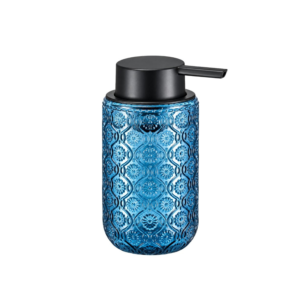 Foaming Soap Dispenser Embossed Glass Pump with Decorative Design - Grey