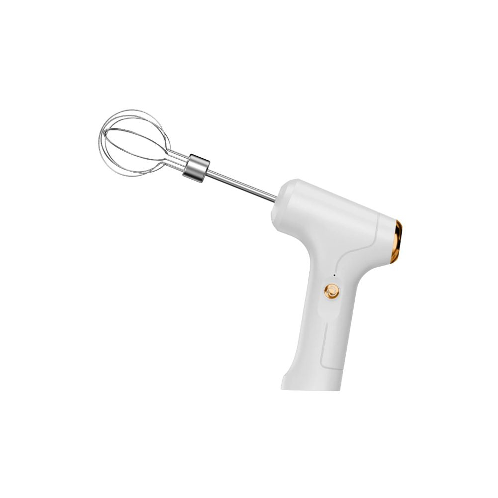 Electric Hand Mixer USB Rechargeable Cordless Food Whisk with Dual Beaters One Touch Control - White