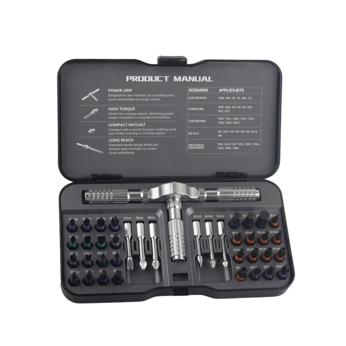 Ratchet Screwdriver Set 40 in 1 Multi Function Magnetic Bit T-Handle Precision Tool Kit