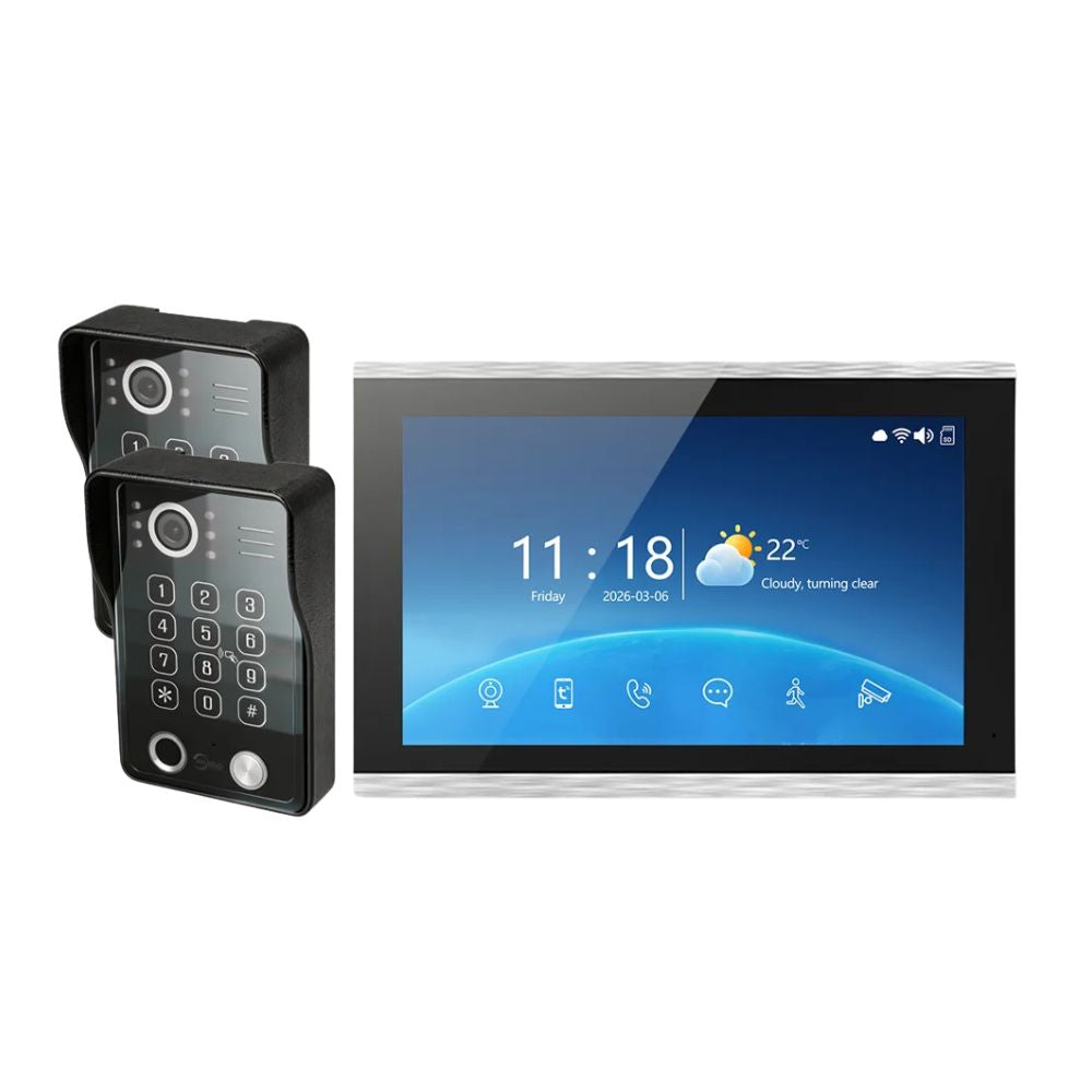 Video Intercom System 10 Inch Touch Screen 1080P Smart Entry Monitor RFID Access - Black