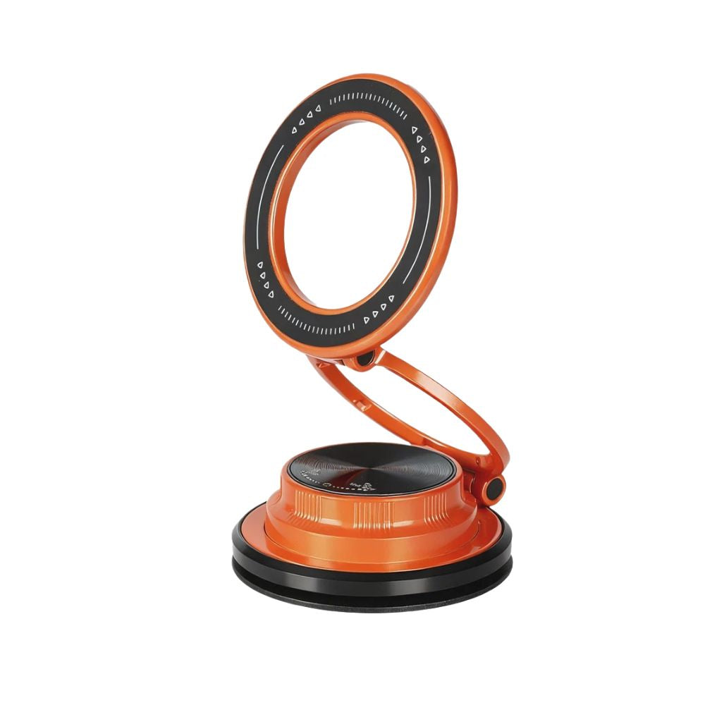 Car Phone Holder 720° Foldable Vacuum Suction Dashboard Navigation Mount Adjustable Stand - Orange