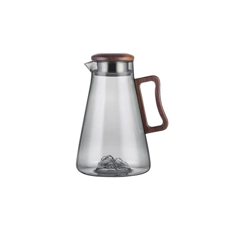 Glass Water Jug 2 L Heat Resistant Pitcher with Filter Lid for Fridge - Black
