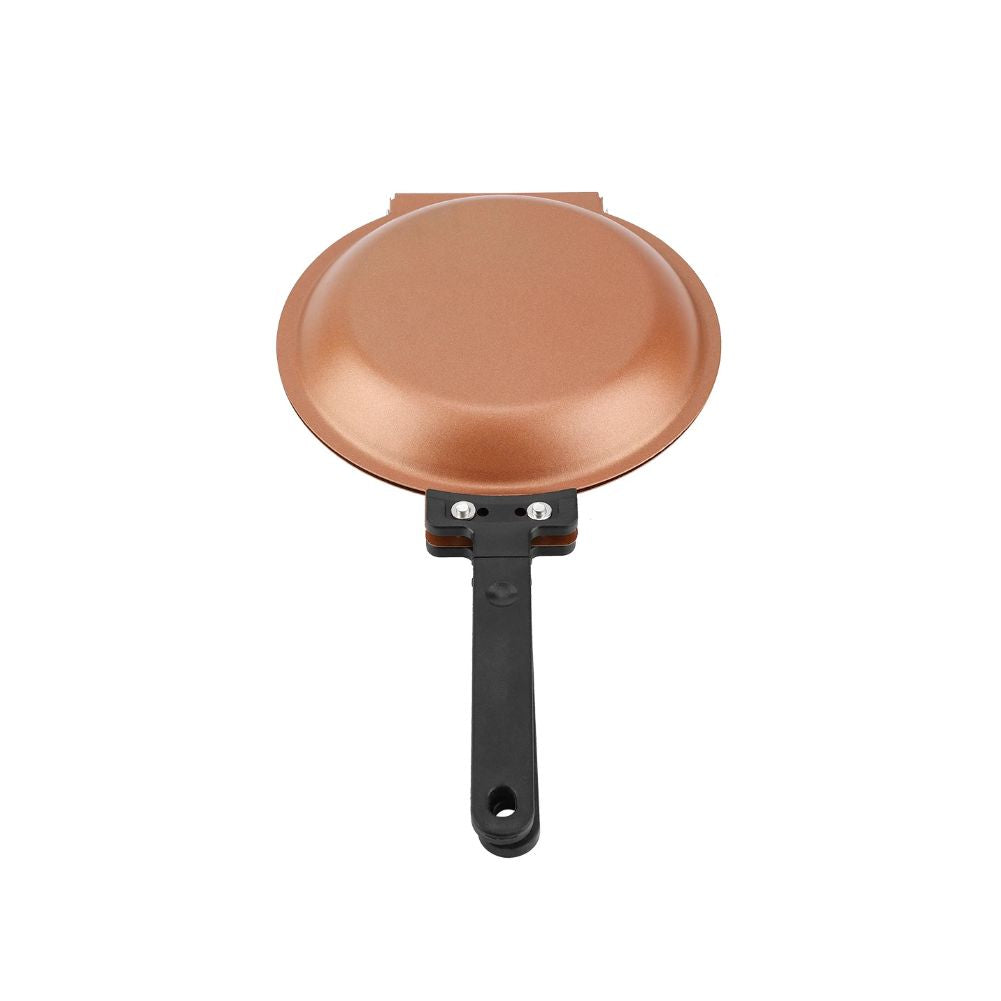 Double Sided Frying Pan 19 cm Iron Flip Pancake Egg Toast Maker with 16.5 cm Handle