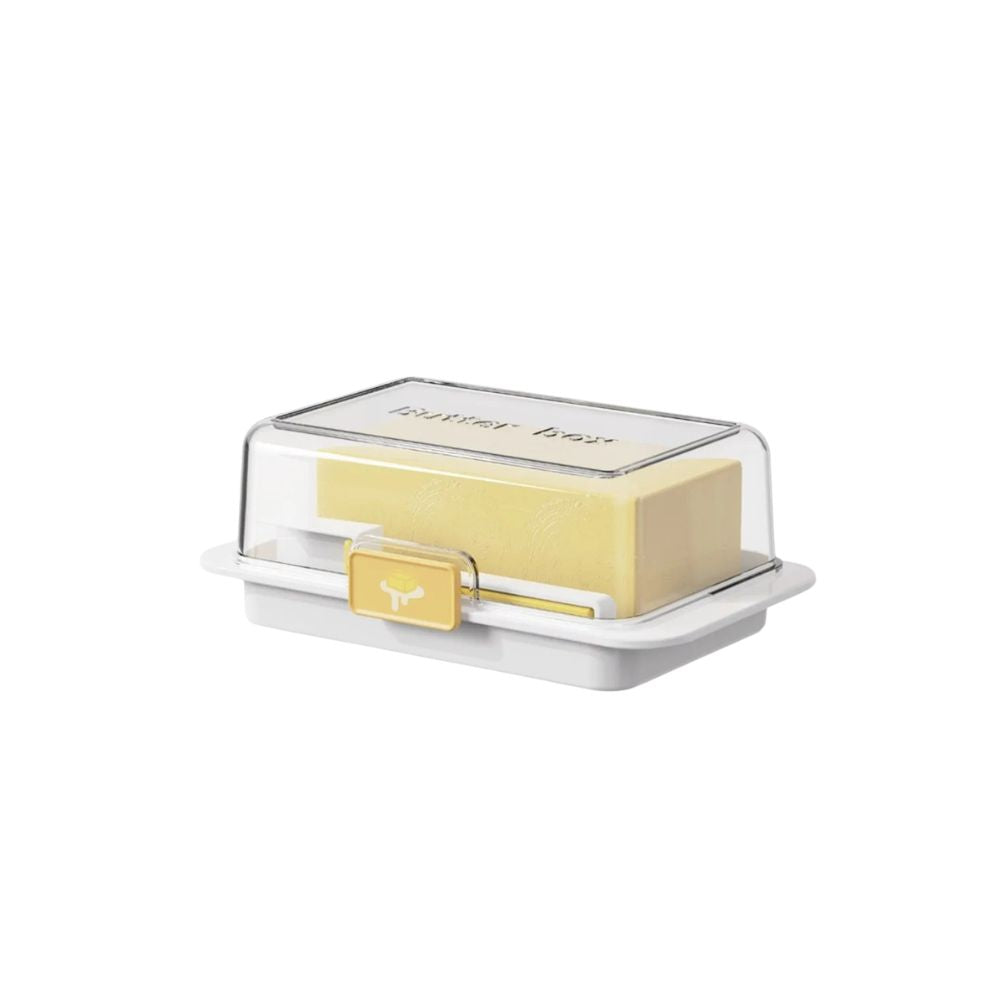 Butter Storage Box with Clear Lid Butter Keeper Cheese Container with Spreader - Black