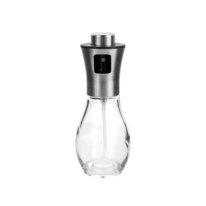 Oil Dispenser 17.3 × 7 cm Stainless Steel Spray Bottle Round Kitchen Dressing Container