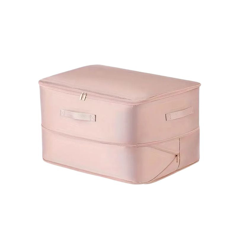 Storage Bag Heavy Duty Self Compressing Portable Clothes Blanket Quilt Organiser for Closet - Pink