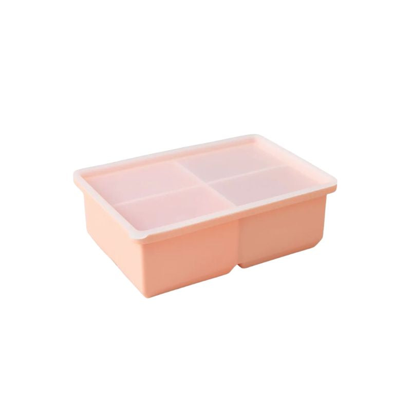 Food Freezer Tray 4 Grid Silicone Storage Container with Lid Reusable Meal Portion Organiser - Pink