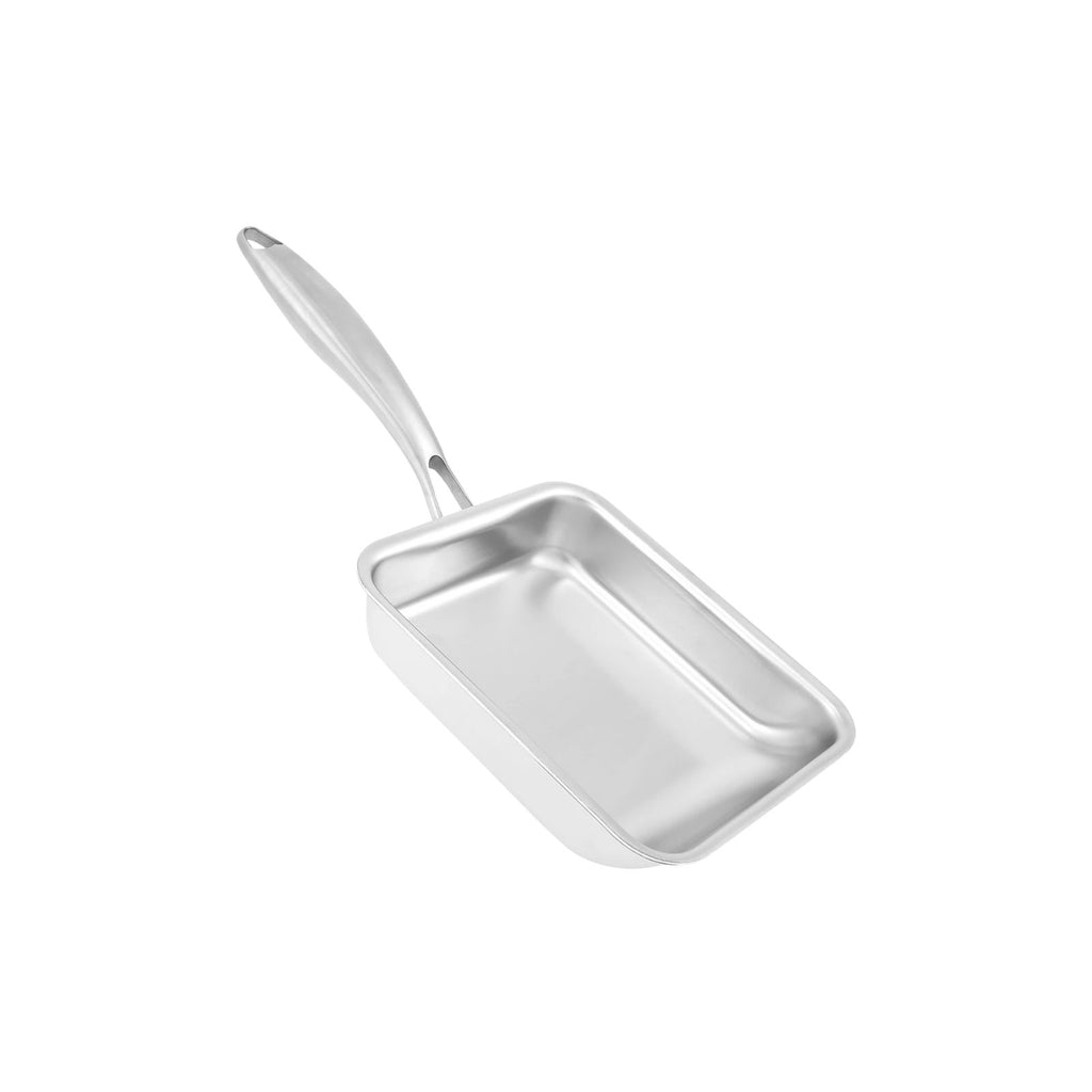 Tamagoyaki Pan 19 × 16 × 4 cm Stainless Steel Rectangle Omelette Pan with 17.5 cm Handle