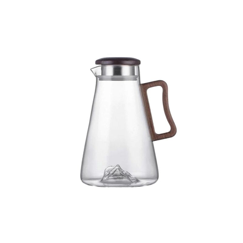 Glass Water Jug 2 L Heat Resistant Pitcher with Filter Lid for Fridge - Black