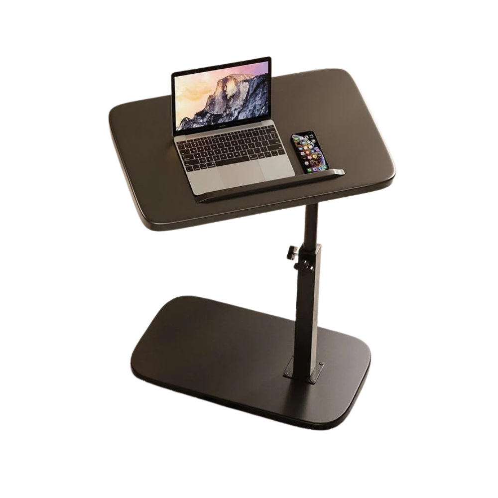 Foldable Laptop Desk – Adjustable Height C-Shape Side Table - Black