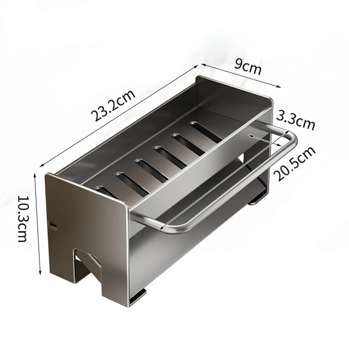 Kitchen Sponge Holder Metal Sink Caddy Drainer Rack for Bench and Sink - Silver