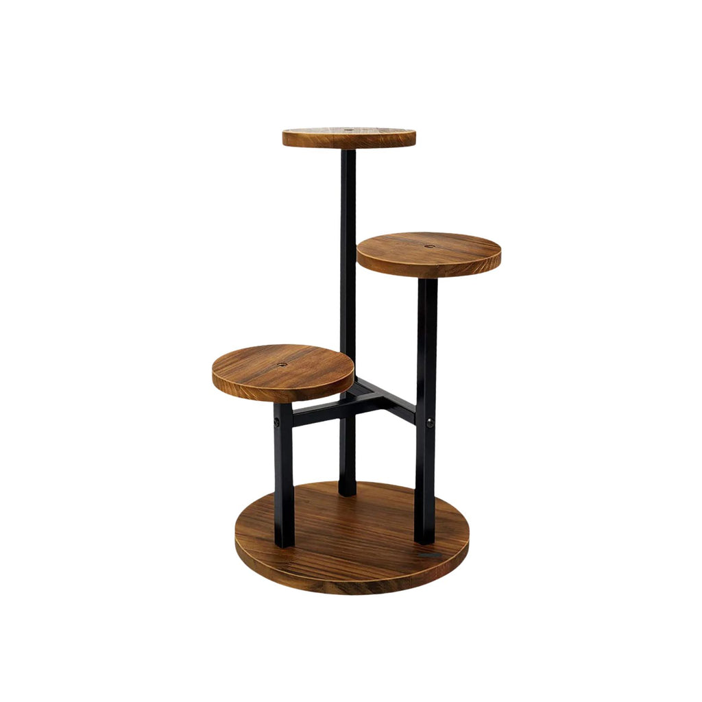 Plant Stand 3 Tier Floor Shelf Metal Flower Pot Display Rack - Brown