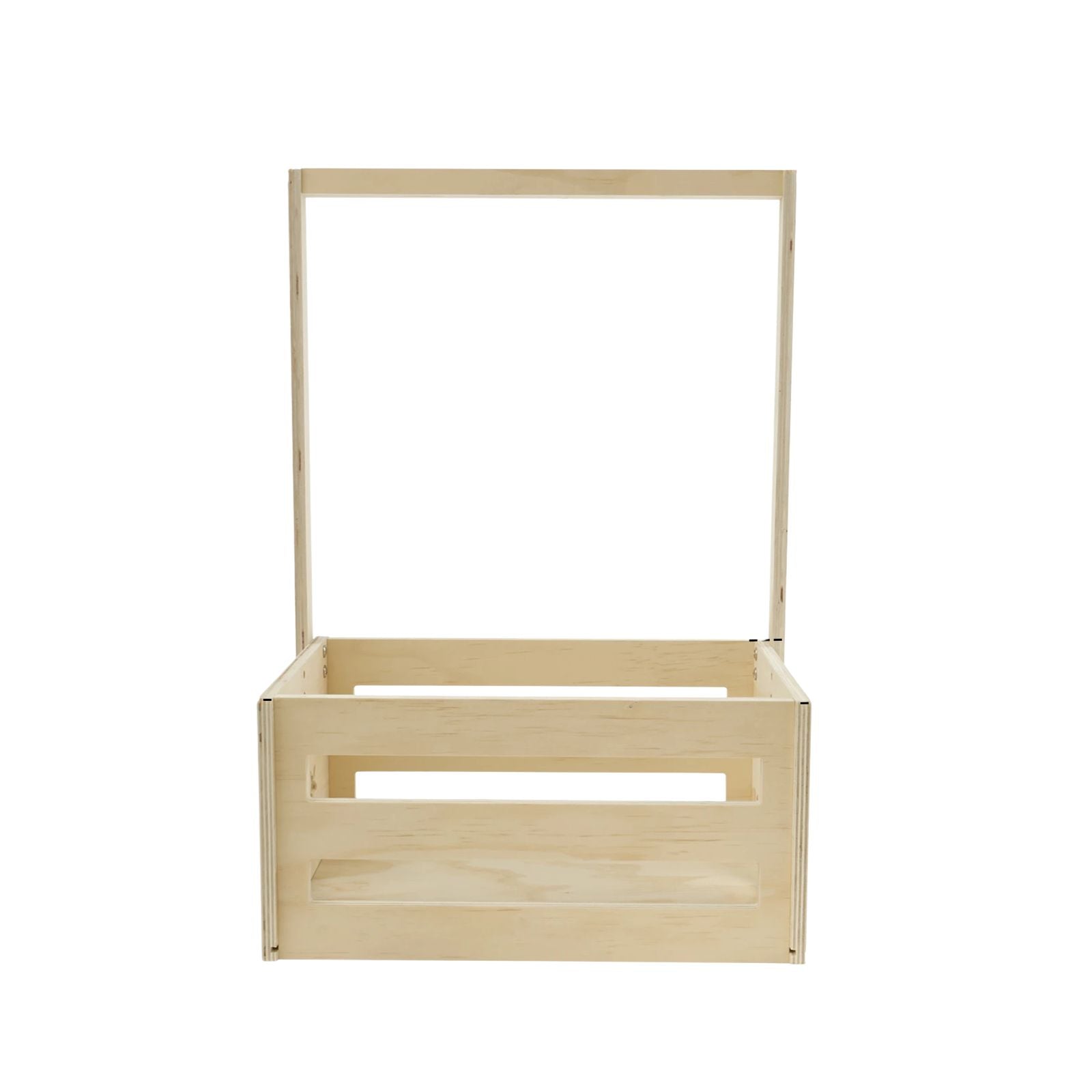 Storage Crate Portable Wooden Organizer Box with Handle Frame Set - White