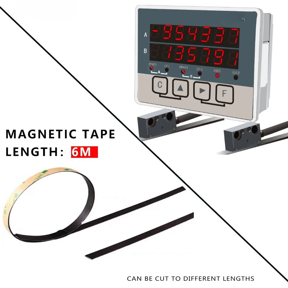 Digital Readout System 6m Tape 2 Axis Displacement Display 0.01mm Resolution Position Measurement Kit