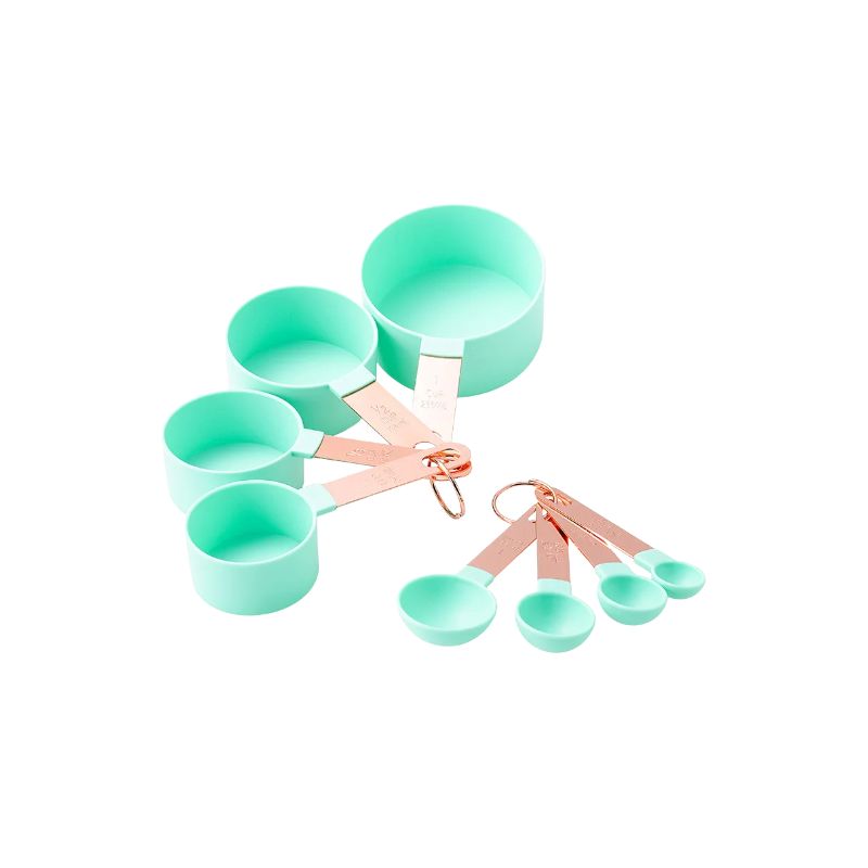 Measuring Cups 8 Piece Stainless Steel Handle Baking Cooking Measuring Spoon Set - Green