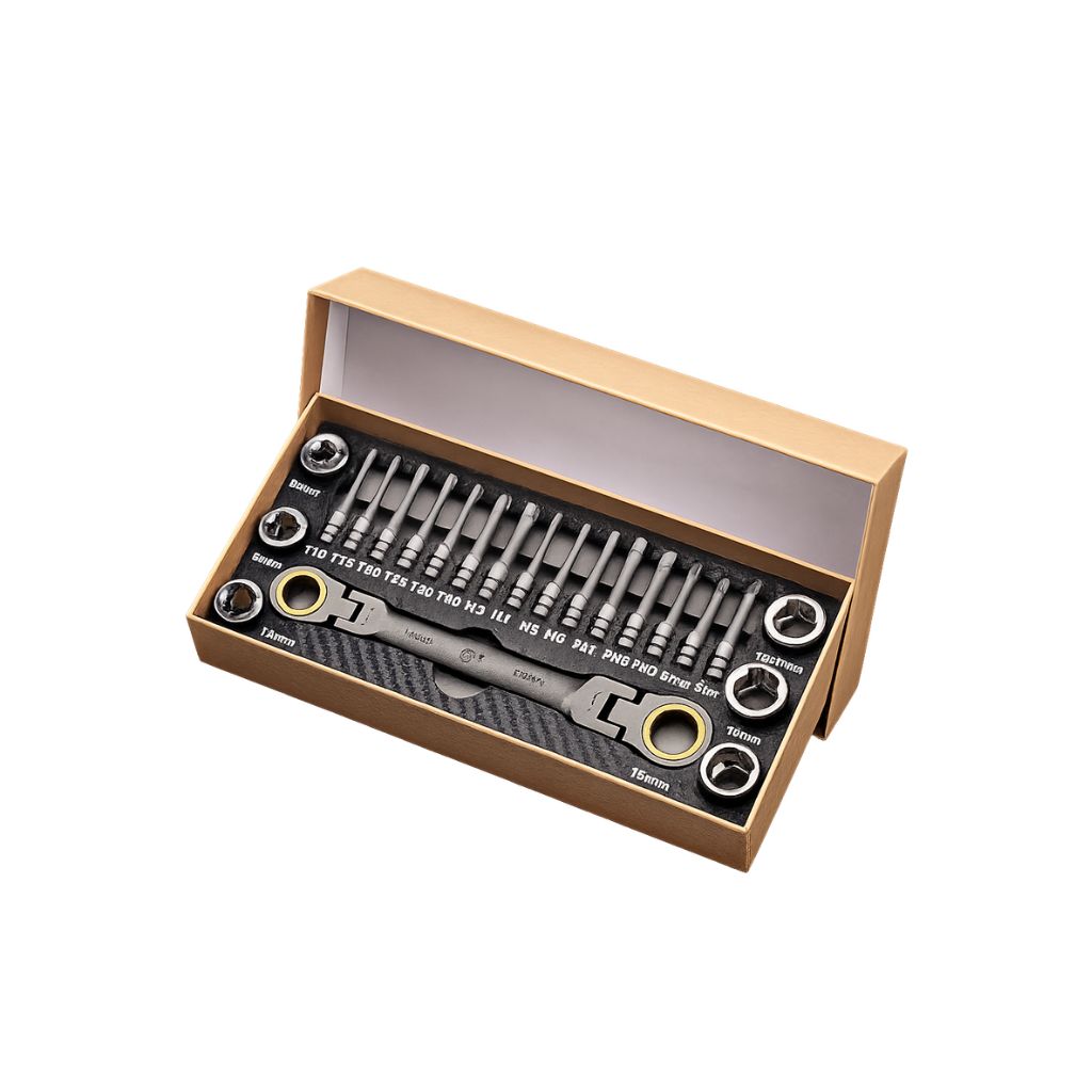Heavy Duty 23 Piece Flexible Head Ratchet Spanner Wrench Set Multi Function Repair Tool Kit